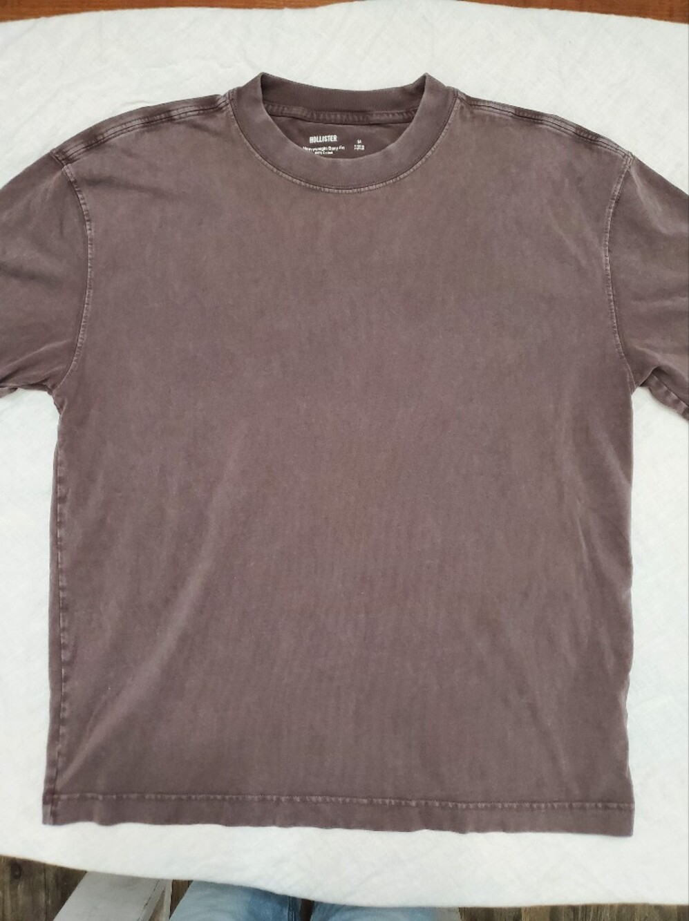 Hollister Heavyweight Boxy Fit T-Shirt Brown Washed 100% Cotton Men's Size M